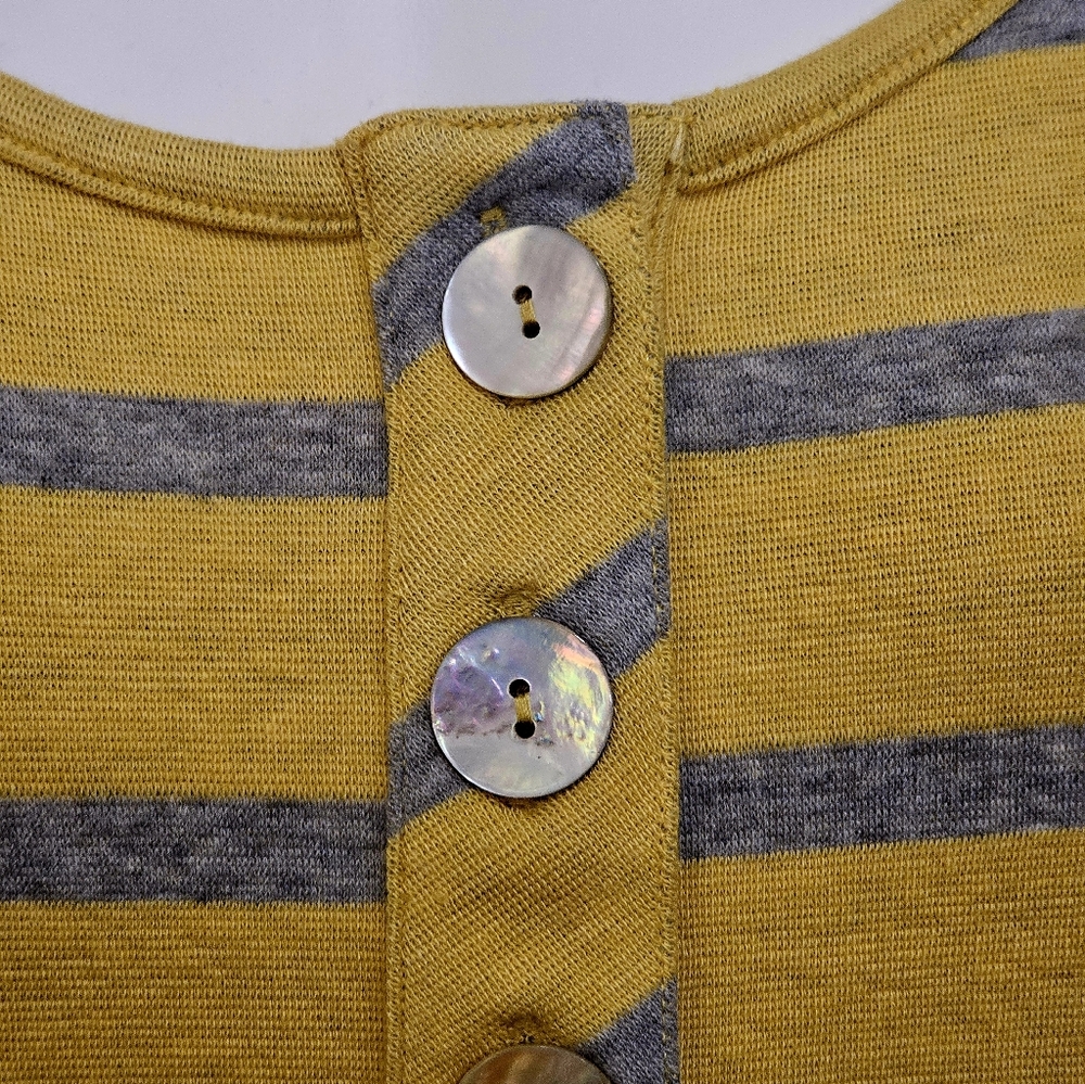 Soft Surroundings Yellow Striped Button-Front Top - image 3